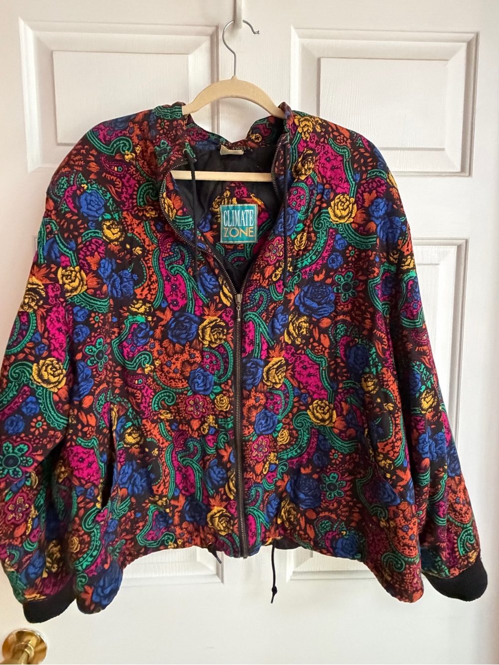 Vintage Women's Multicolor Floral Paisley Bomber Jacket